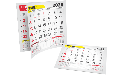 Bloco de Calendário 2020 para Folhinha
